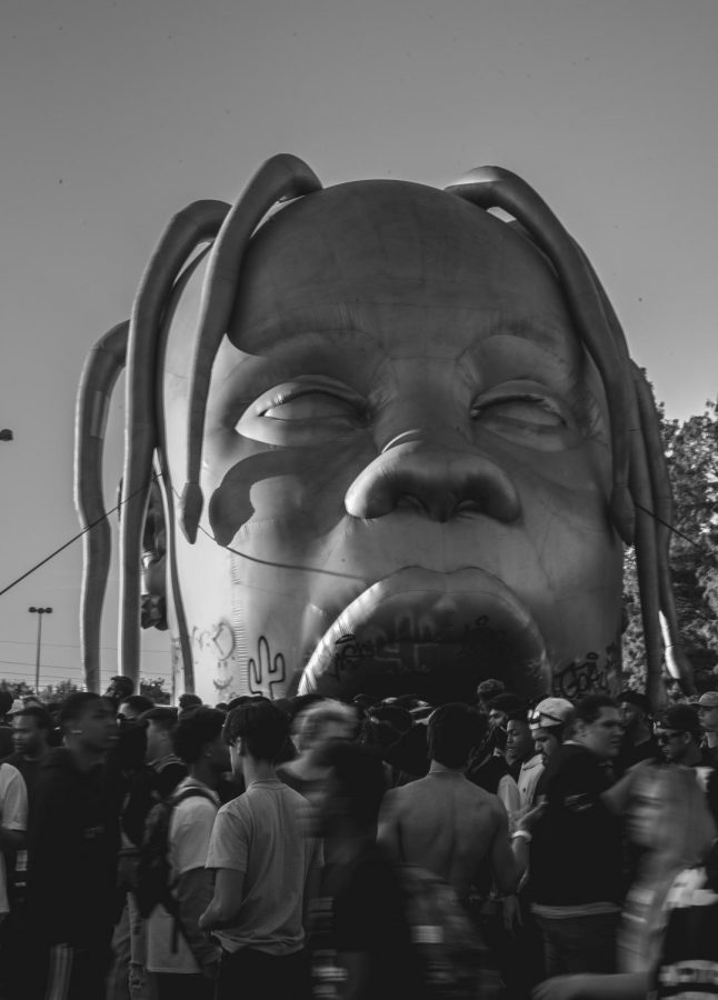 Travis Scotts famed Astroworld head used at the entrance gate of the festival