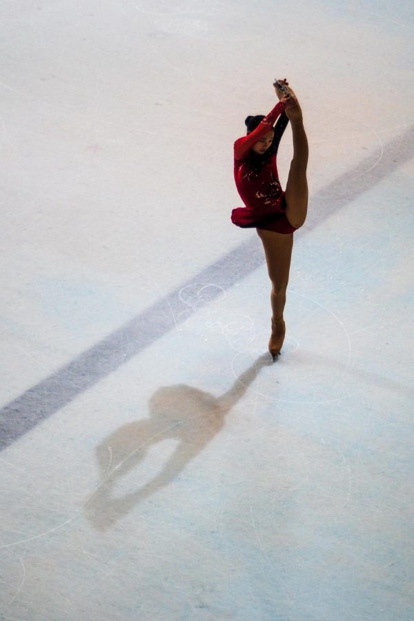 Figure skater performing on the ice